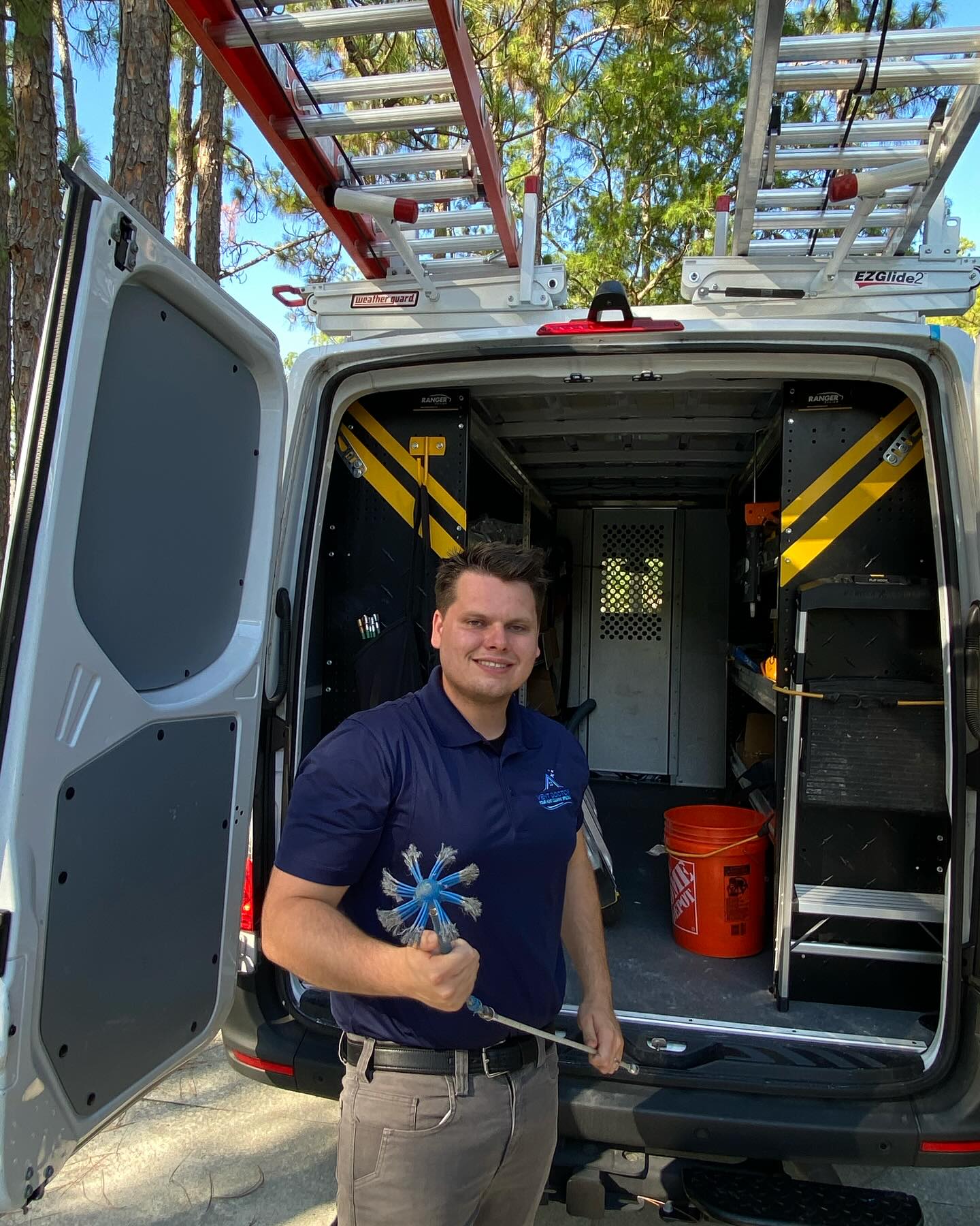 Dryer Vent Doctors technician with professional cleaning equipment