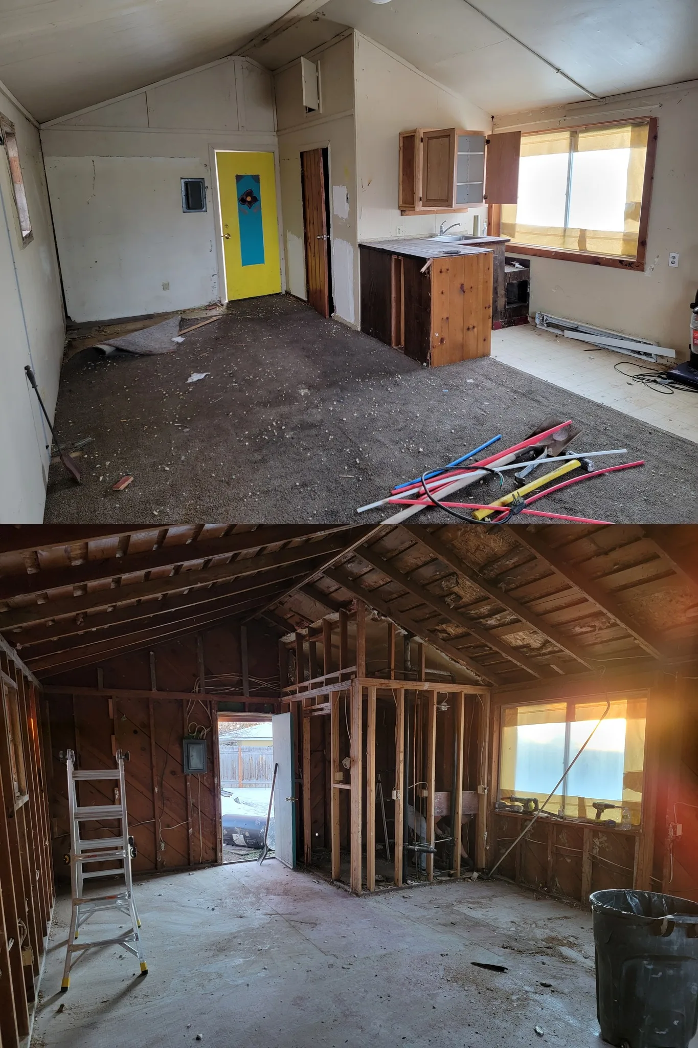 Construction debris cleared during a home renovation project in Kimberly.
