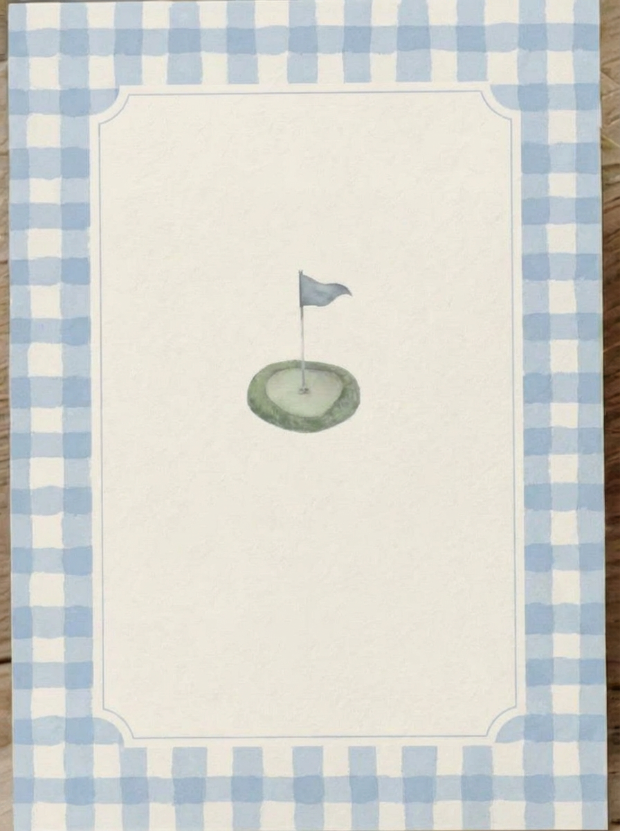 Golf green with flag showing a minimalist illustration of a golf green with a small flag