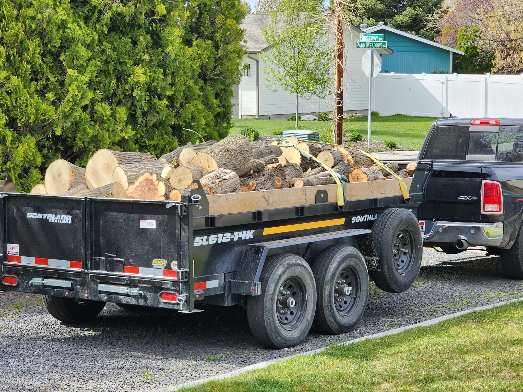 Tree logs and timber debris hauled away from a Kimberly property.