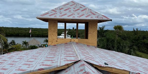 New roof under construction on a Treasure Coast property