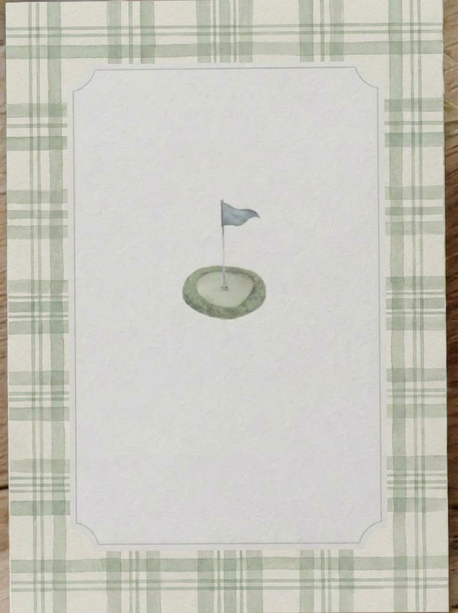 Golf hole illustration with a minimalist illustration of a golf hole with a flag