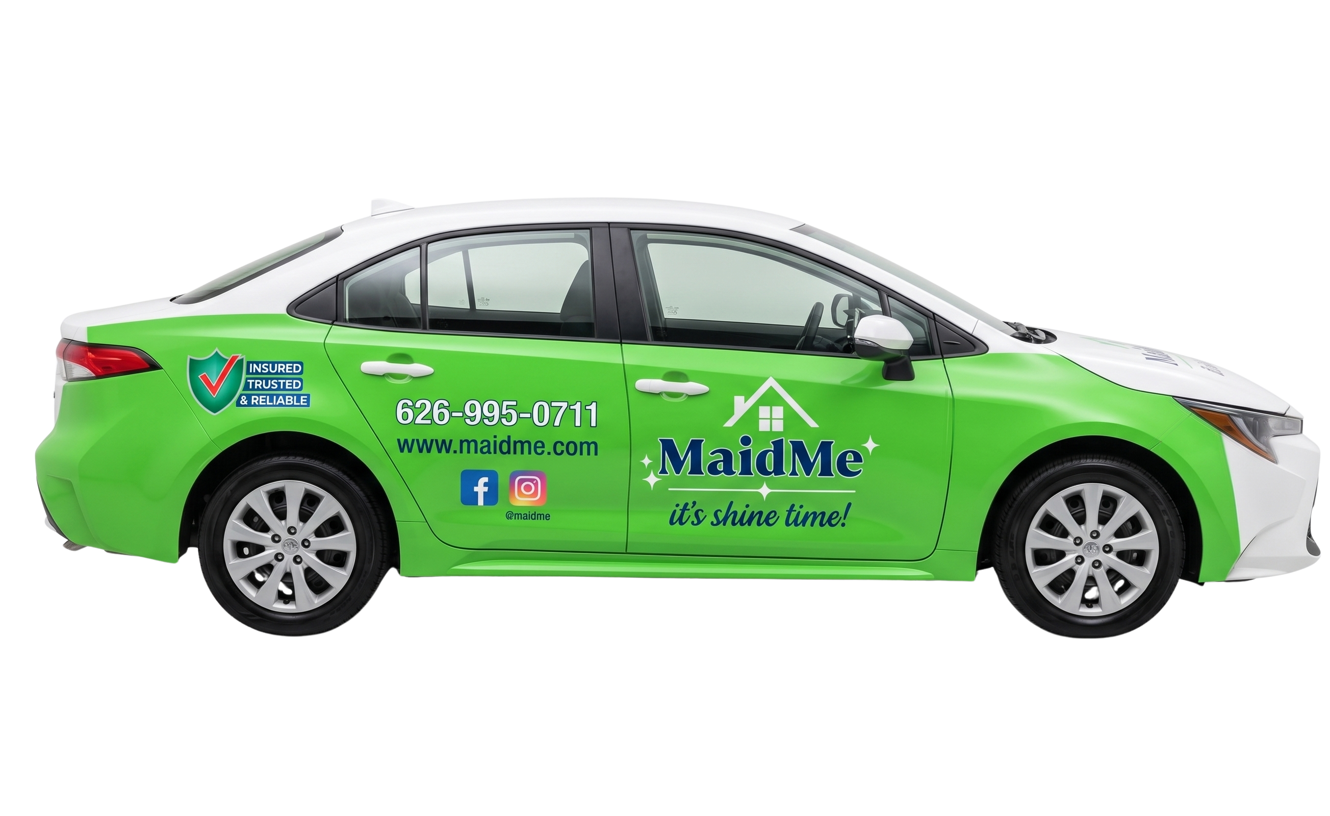 MaidMe branded cleaning service vehicle