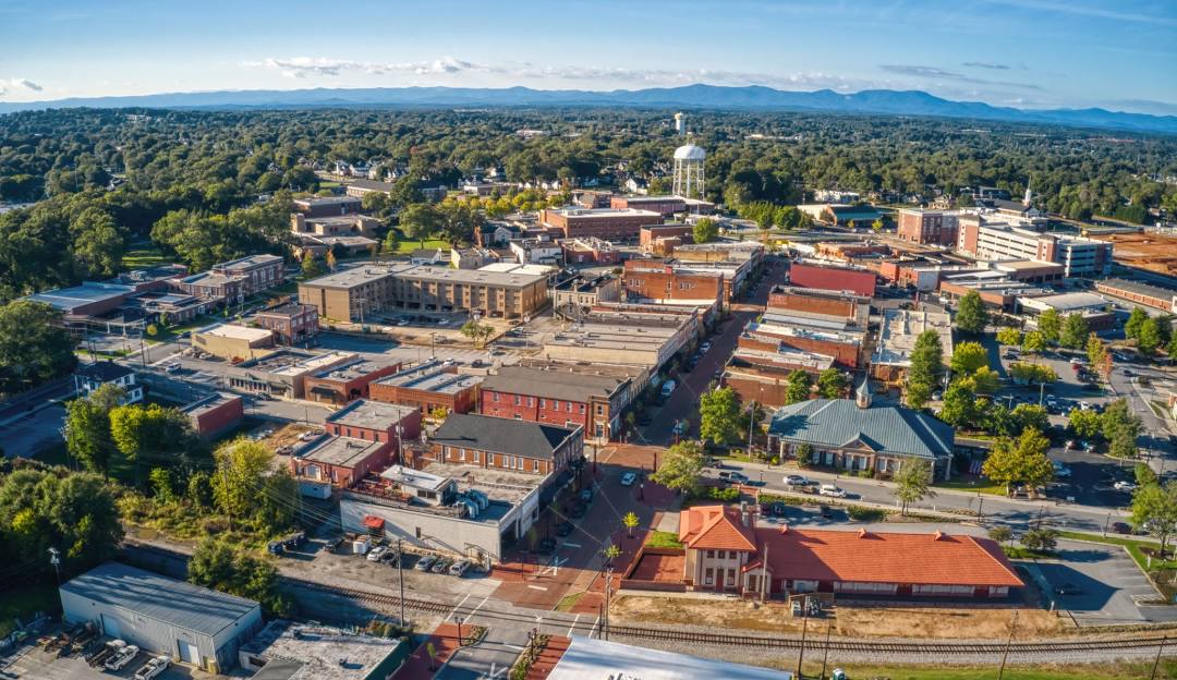 Aerial view of downtown Greer, SC