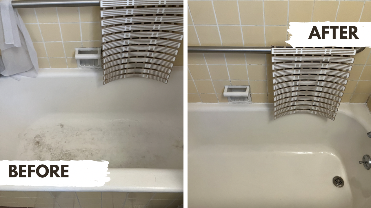 Before and after bathtub cleaning transformation in San Marino