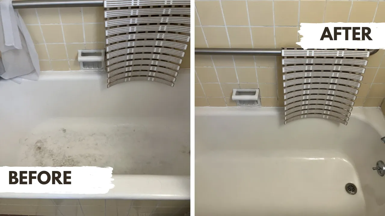 Before and after bathtub cleaning transformation in San Marino