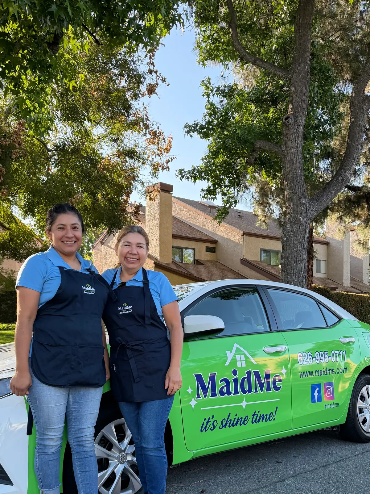 MaidMe team with their branded vehicle serving the San Gabriel Valley