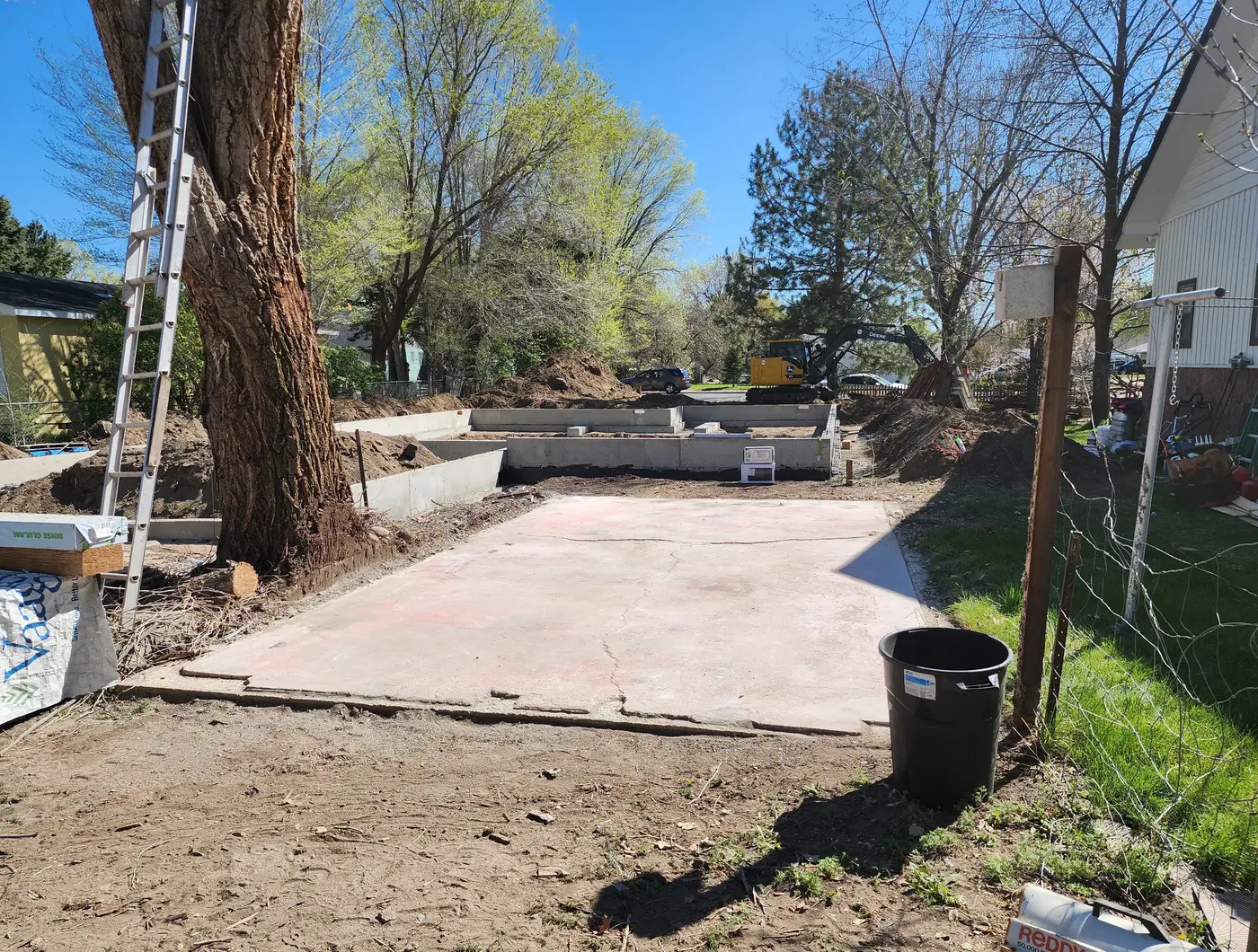 Cleared concrete slab after a demolition project