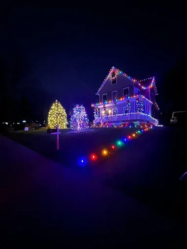 Colorful Christmas lights at night