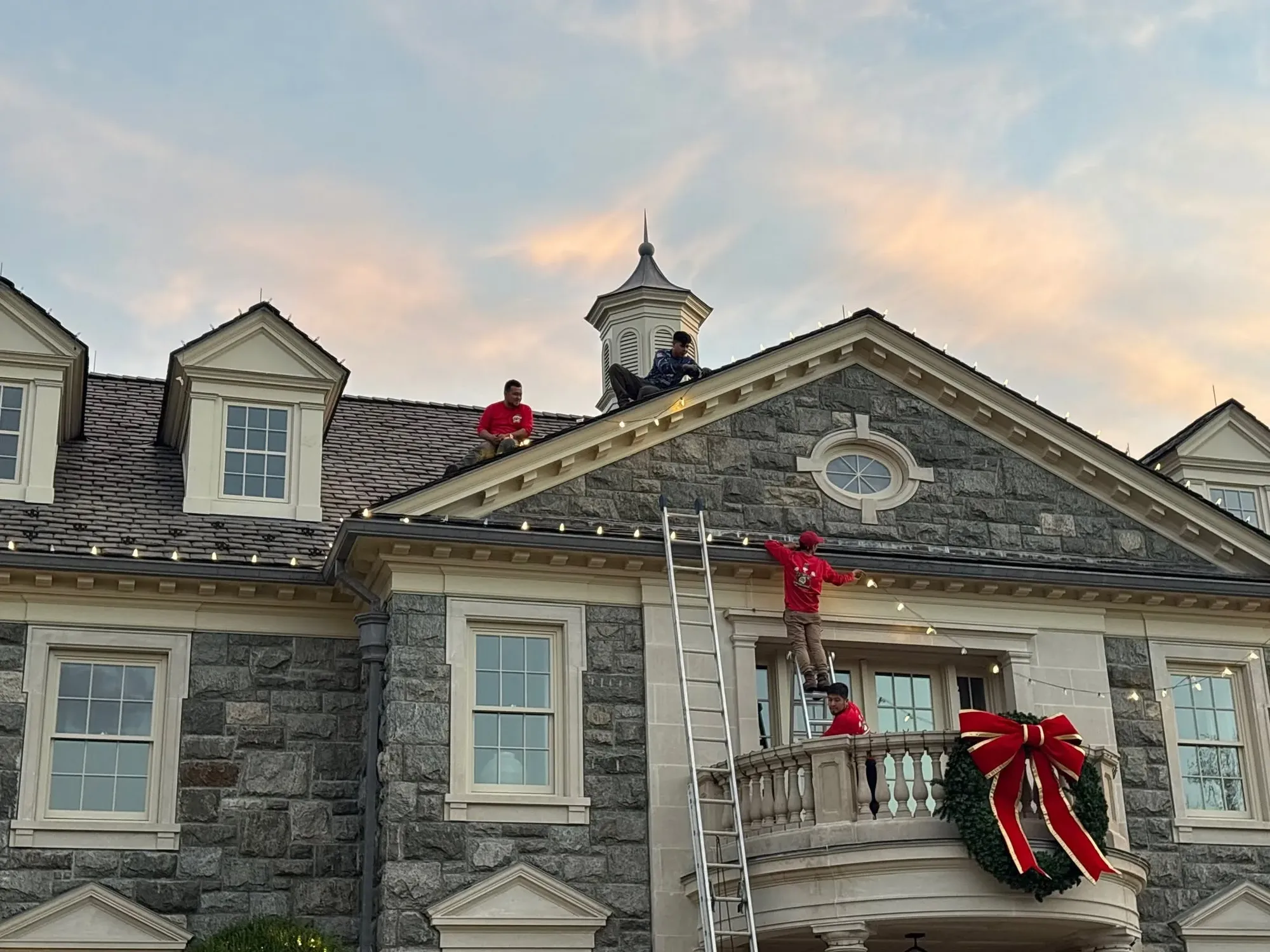JVS Christmas Lighting crew at work