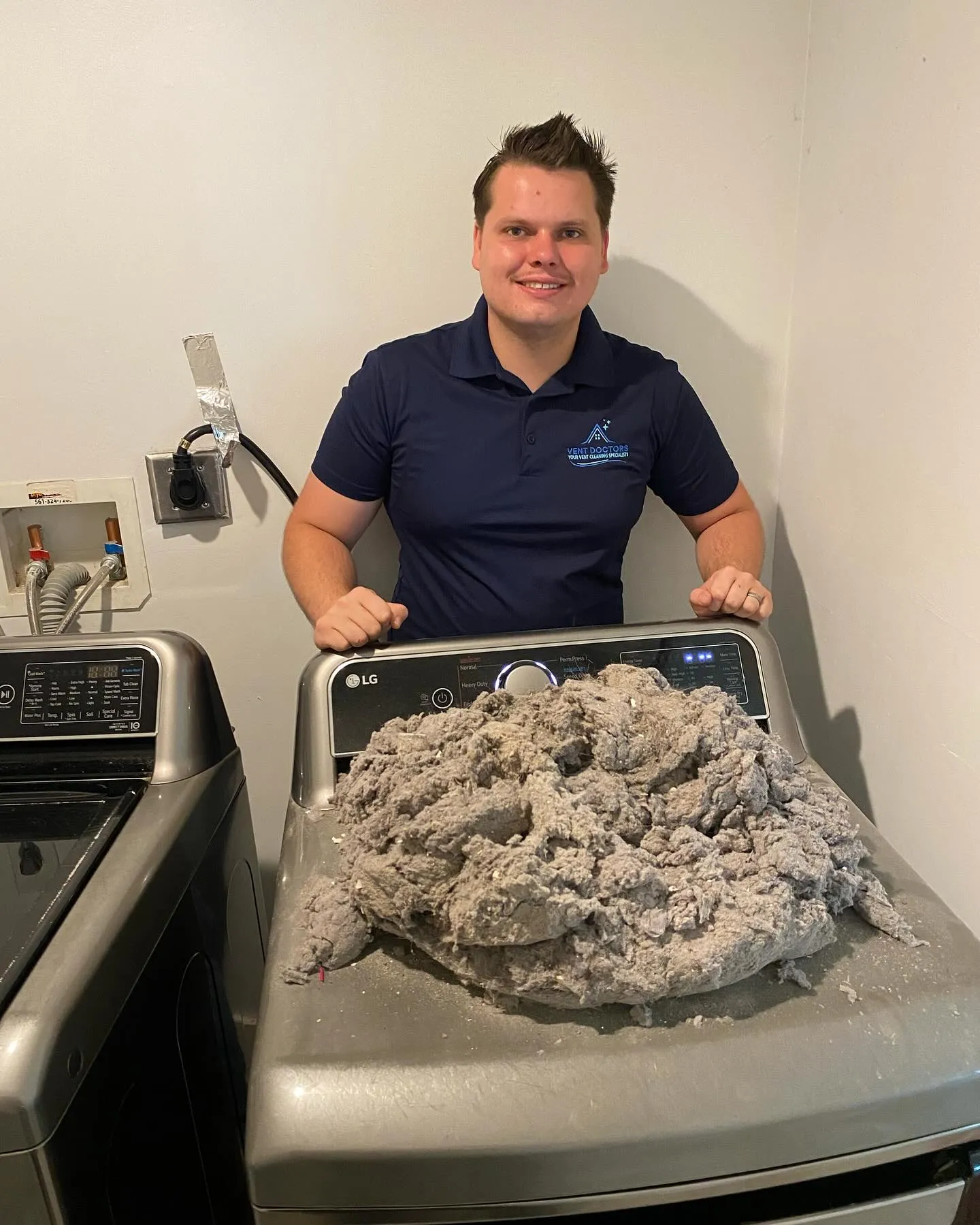 Large mound of dryer lint removed from a vent, demonstrating the significant buildup that regular cleaning prevents