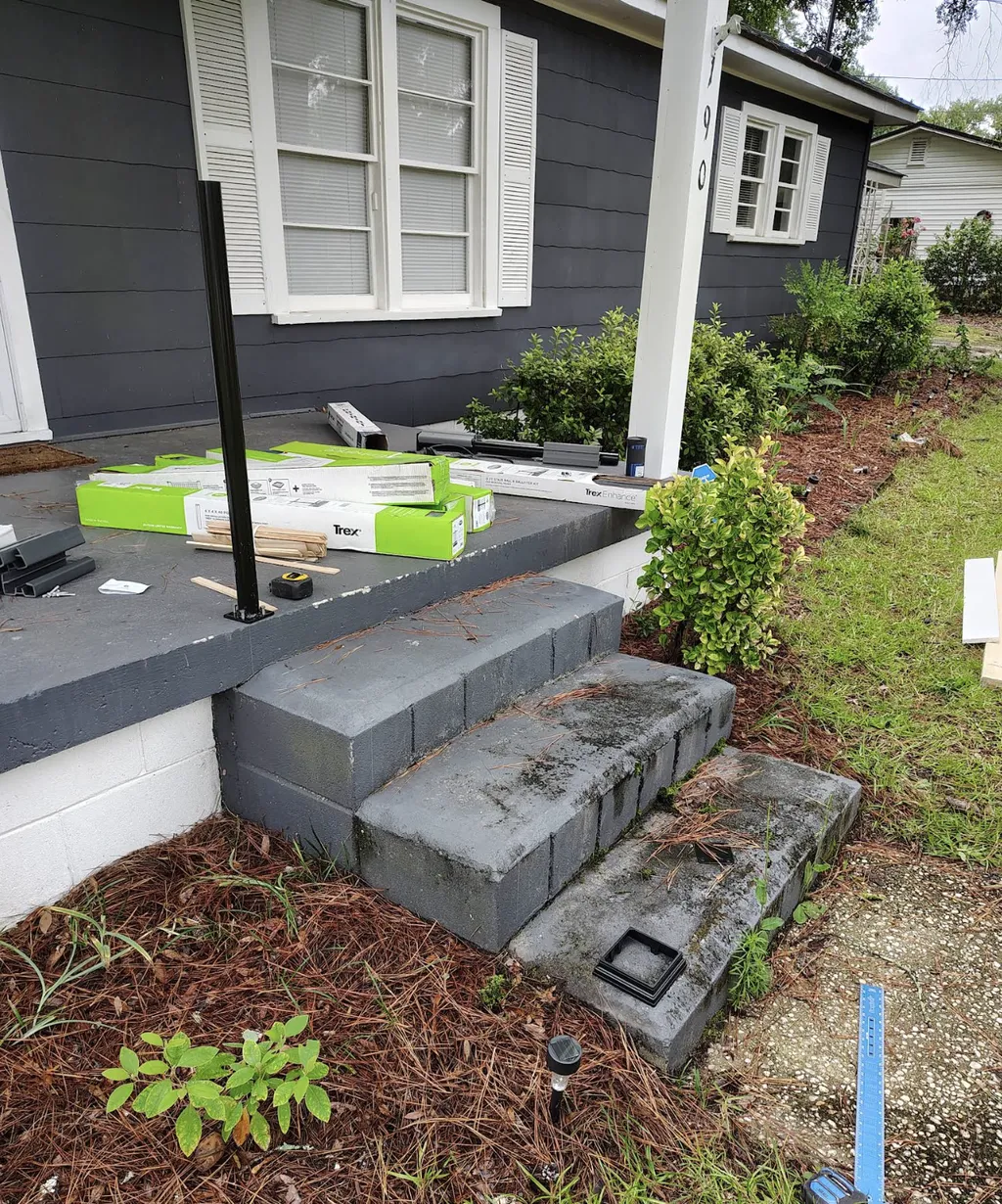 Before renovation: front porch in progress