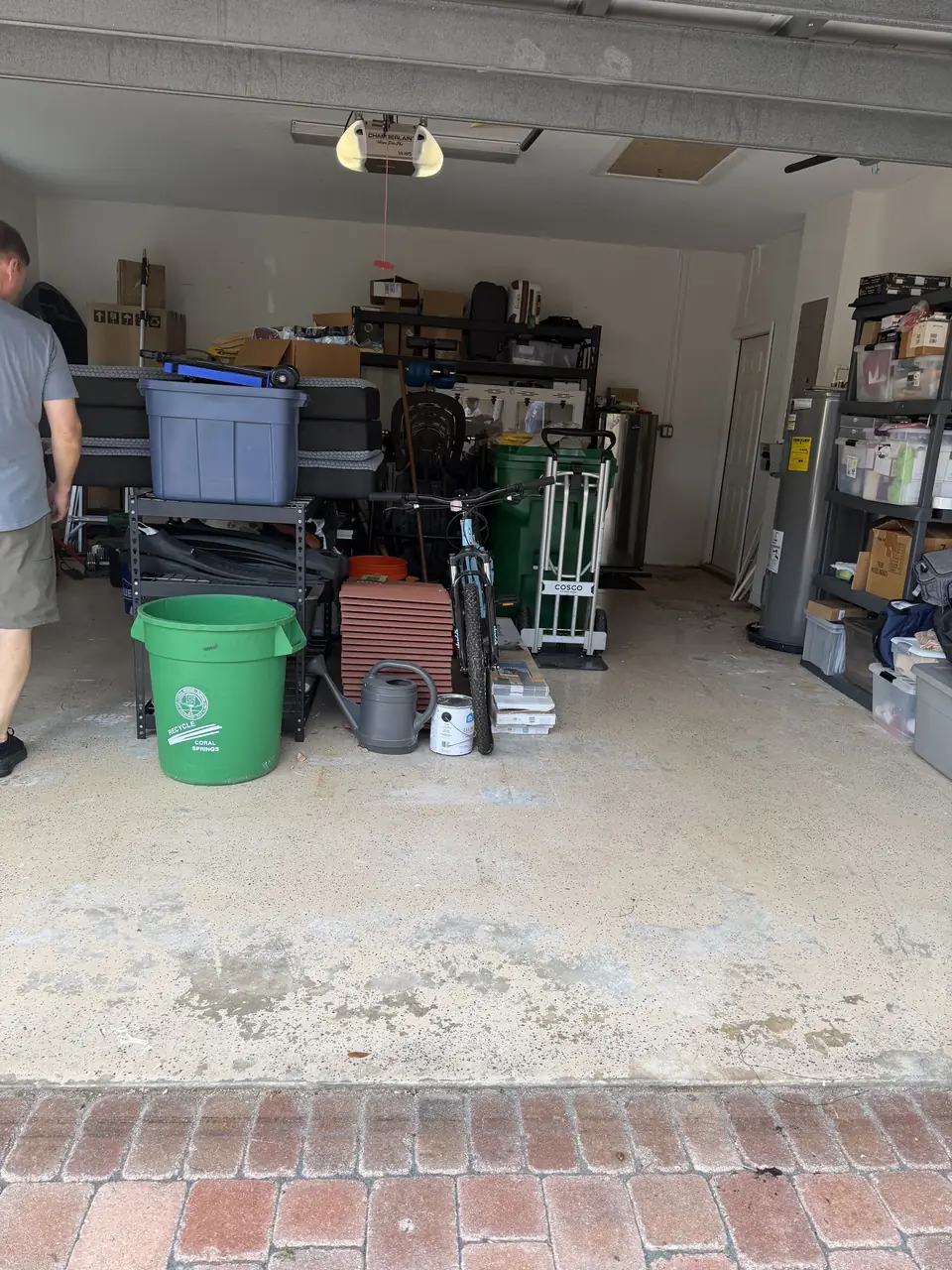 The same Parkland garage with the piles hauled away and the floor cleared