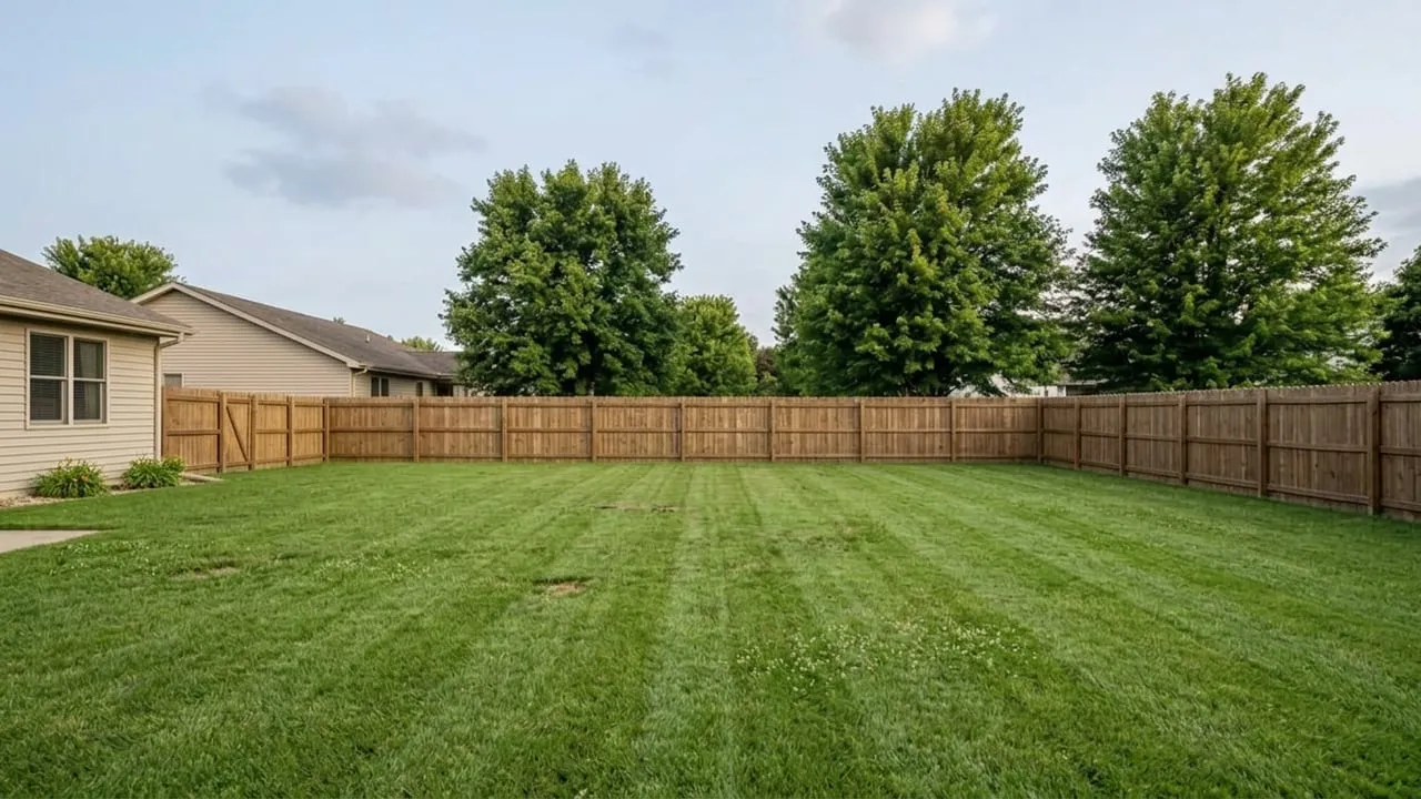 Freshly cleaned Muncie backyard after a weekly pet waste removal visit